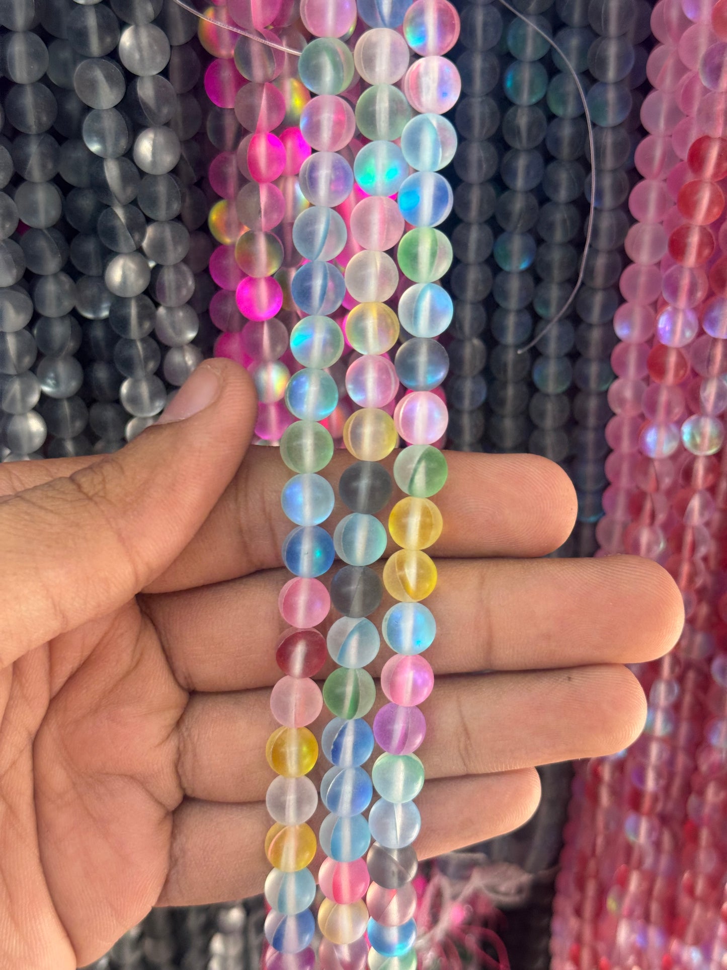 8mm UV Aura Beads Rainbow Shine