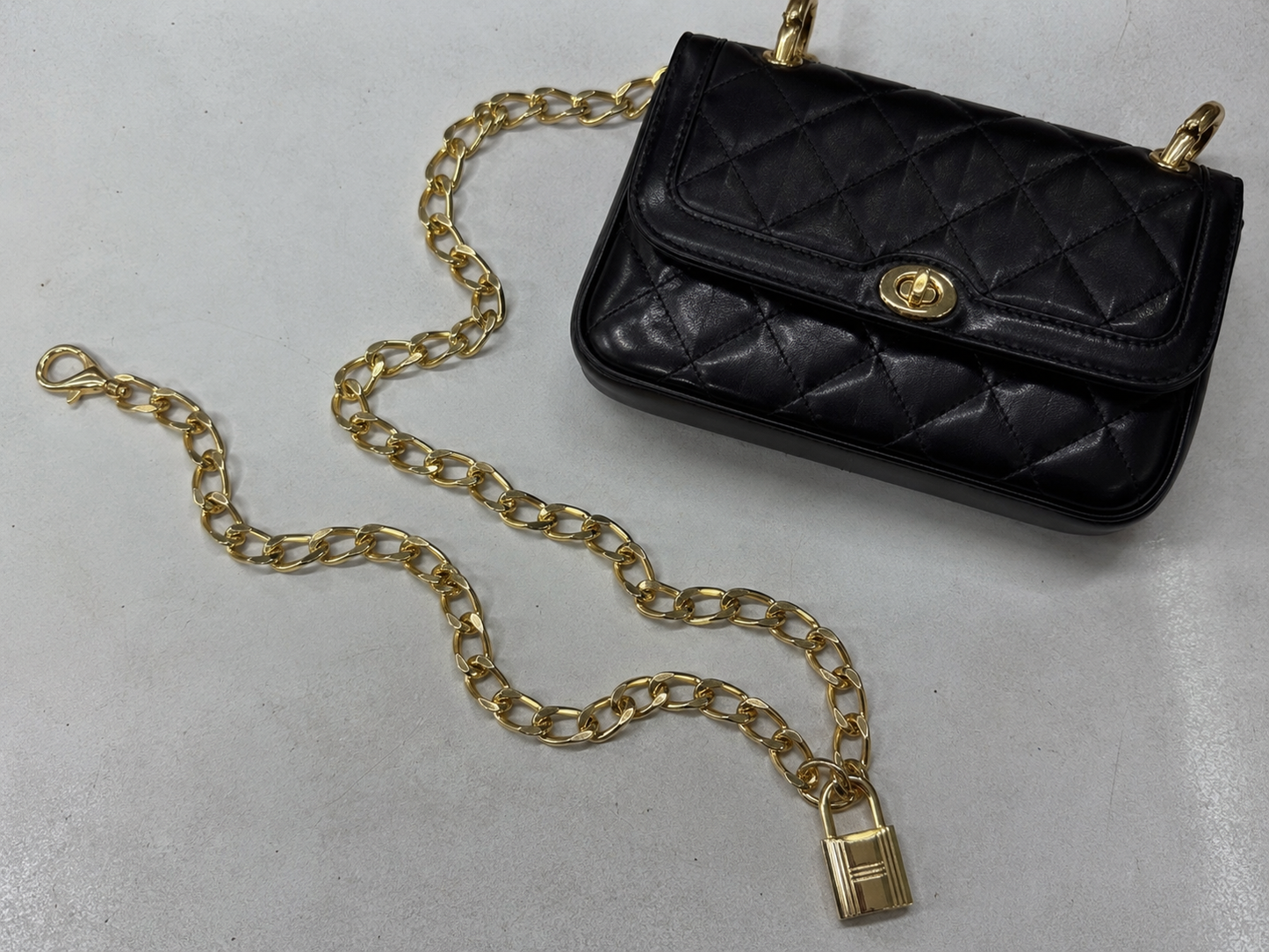 Gold & Silver Bag Chain with Lock for Handbags