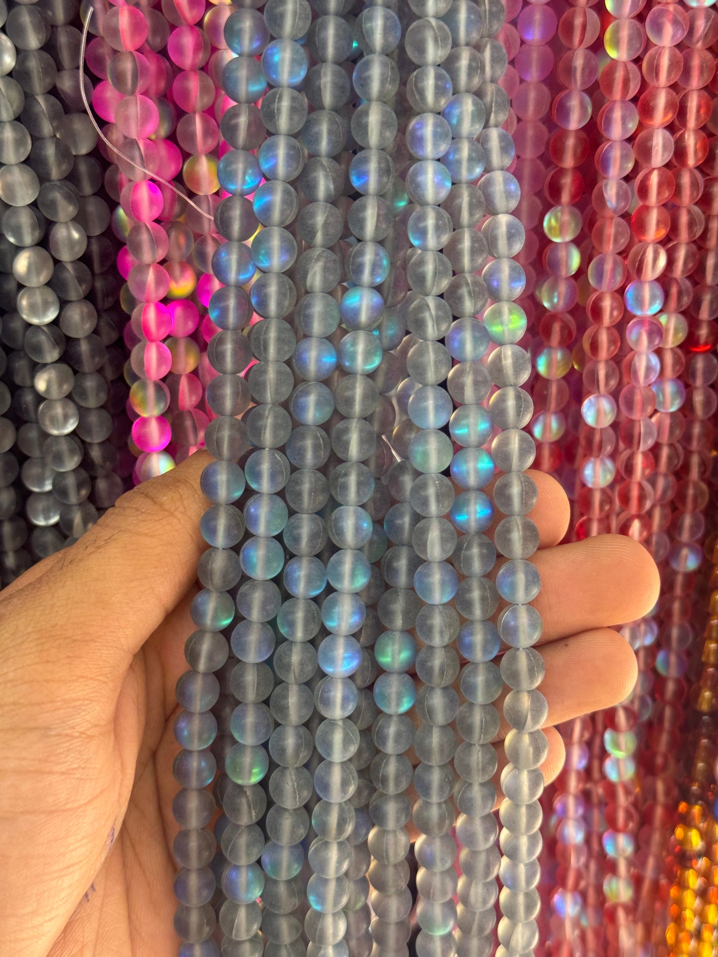 8mm UV Aura Beads Rainbow Shine