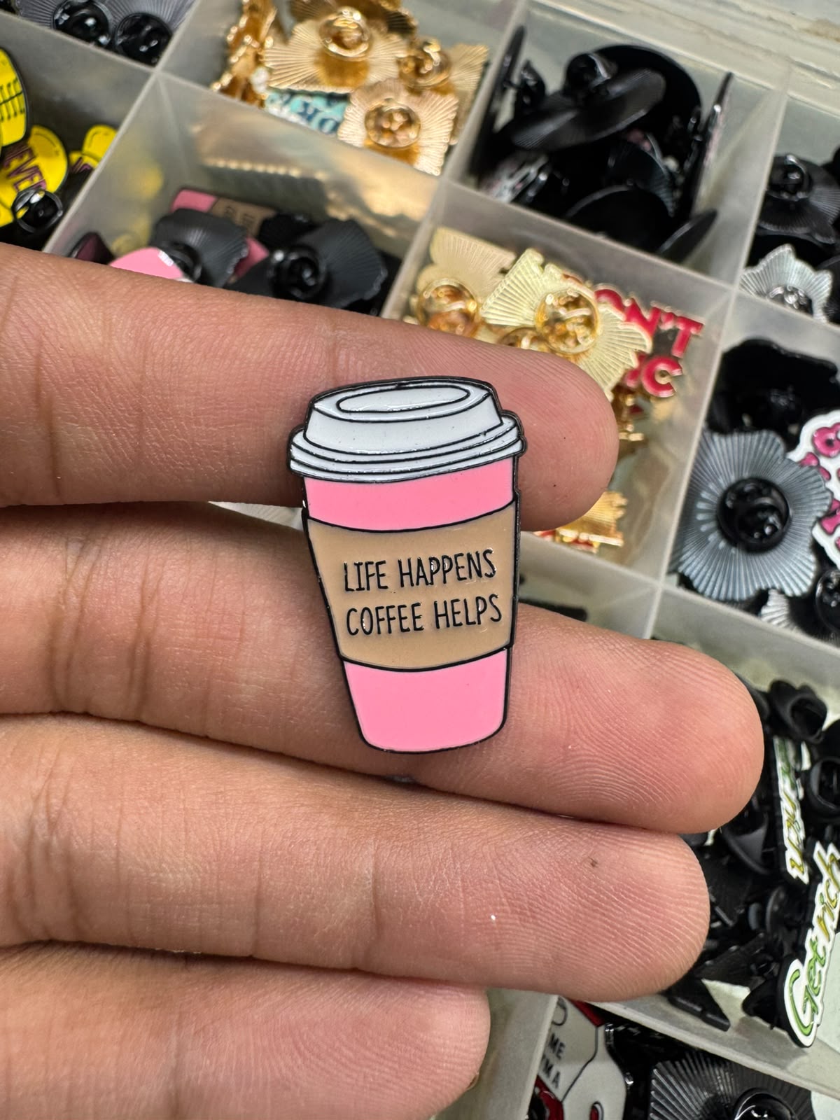 Coffee Enamel Brooch Pin for imatation jewellery