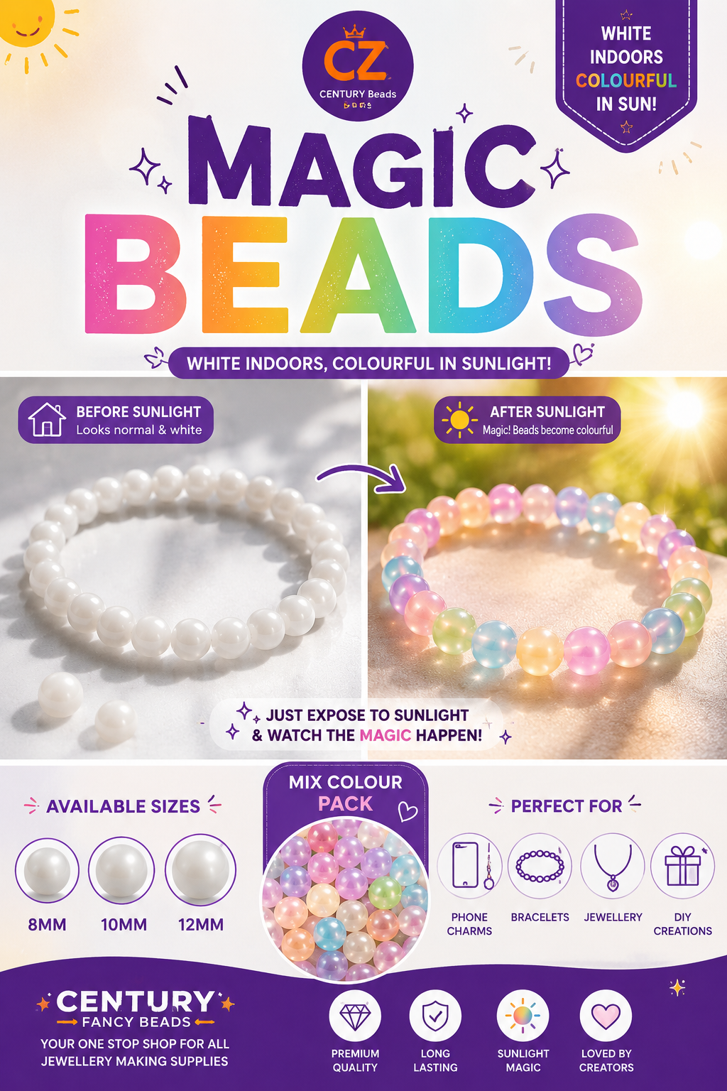 Magic Beads – Colour Changing Imitation Jewellery Beads | Century Fancy Bead