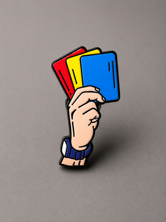 Football Referee Cards Brooch Pin | Red Yellow Blue Card Enamel Badge