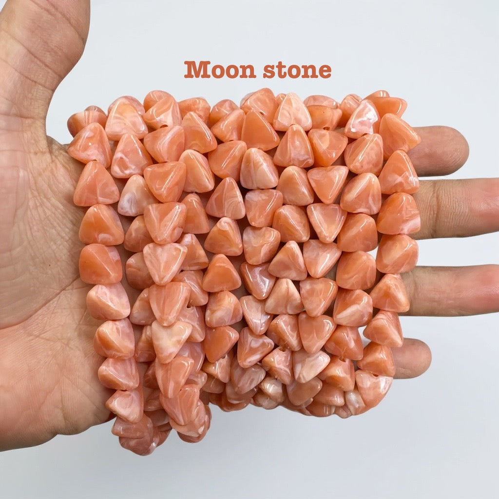 Natural Stone Look Triangle Beads for Jewellery Making | Premium Scratch-Proof Plastic Beads | Century Fancy Beads