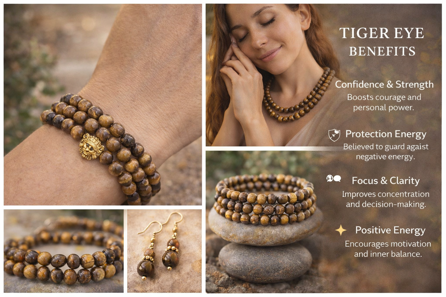 Tiger Eye Natural Stone Beads (8mm Round)