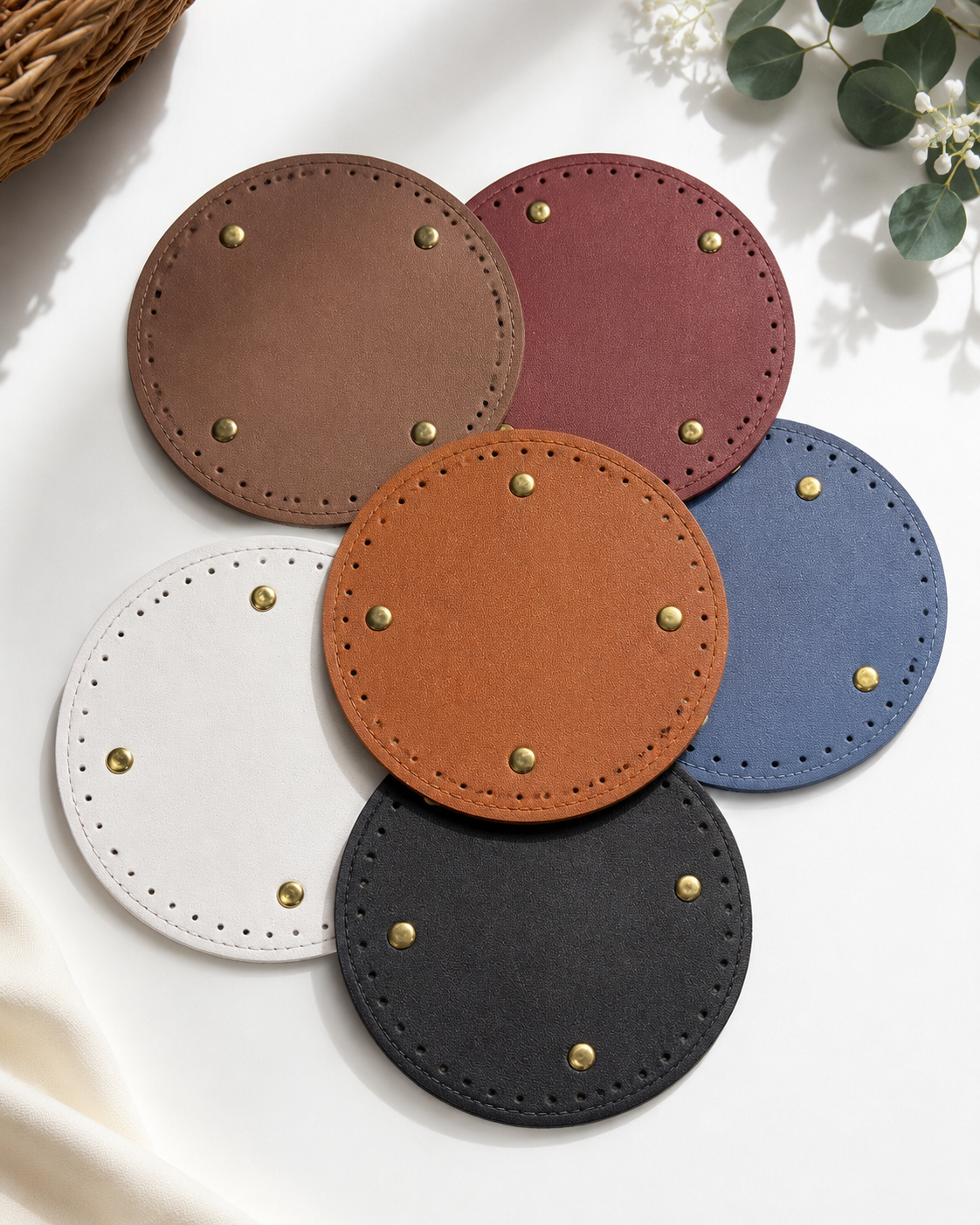 ROUND Leather Bag Base Panel 14cm x14cm  for Crochet & DIY Handbags
