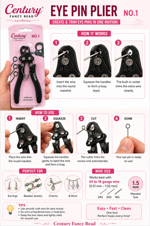 Eye Pin Maker Pliers 1.5mm & 2.25mm for Imitation Jewellery | Century Fancy Beads