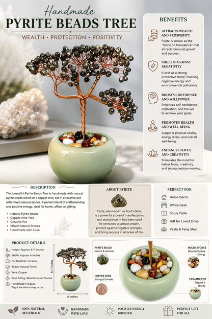 Handmade Pyrite Crystal Tree for Home & Office | Imitation Jewellery & Beads | Century Fancy Beads