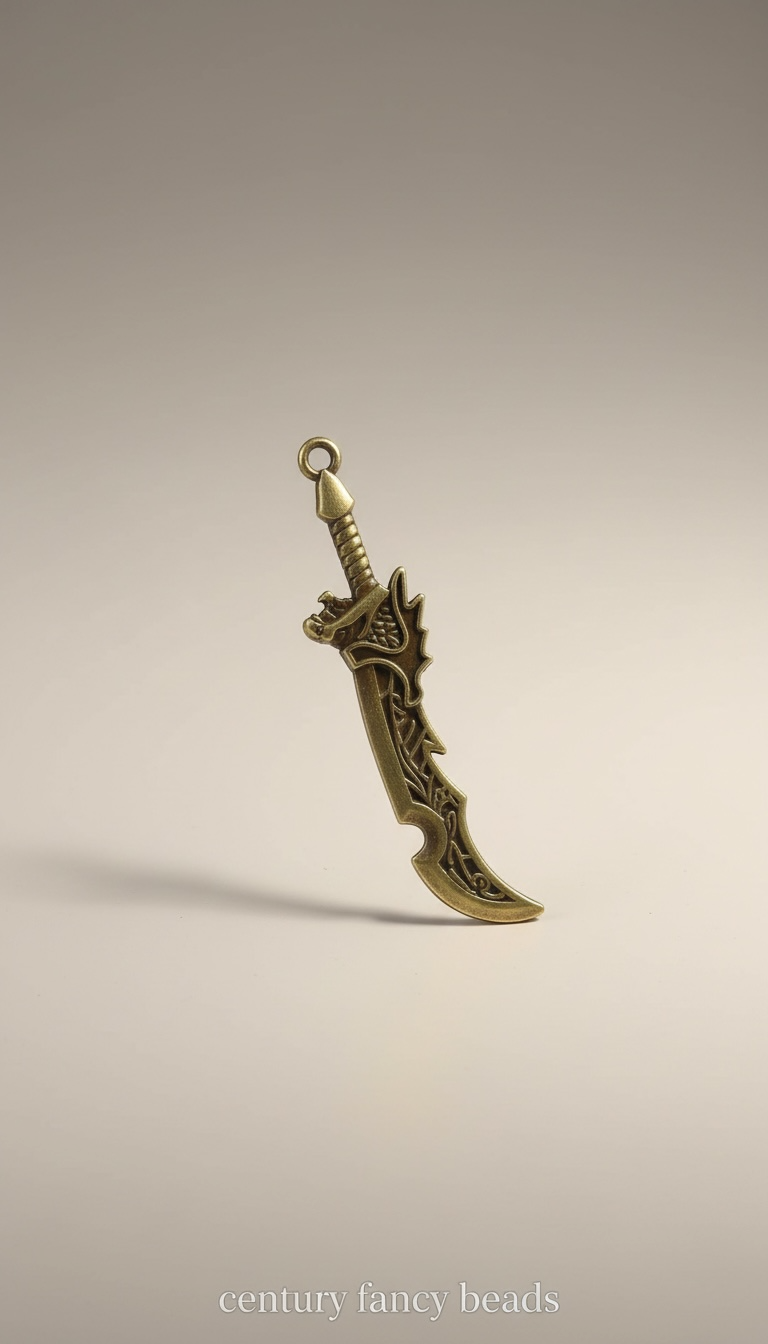 Premium Gold sword Shape Metal Pendant for Jewellery & Keychains |