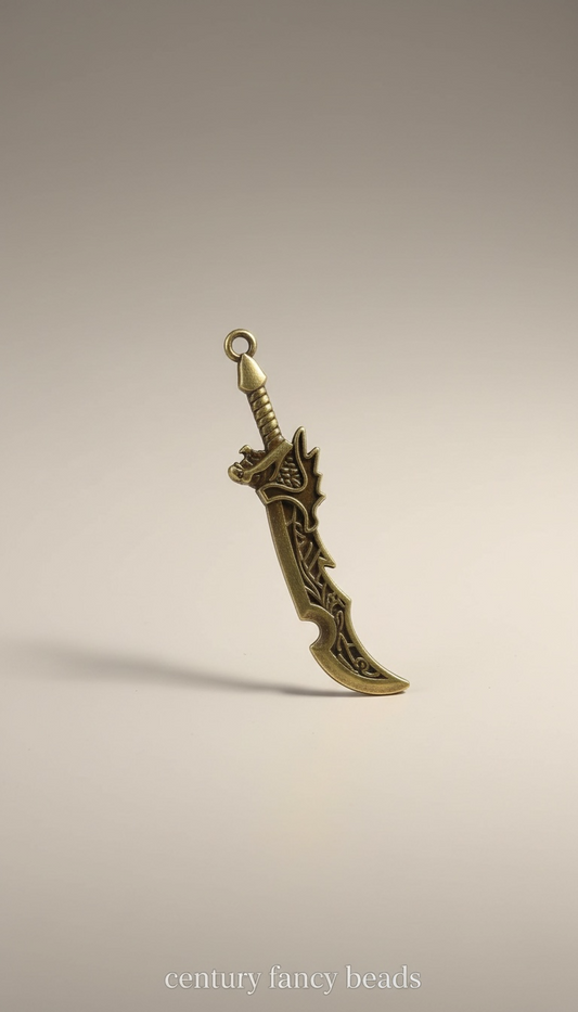 Premium Gold sword Shape Metal Pendant for Jewellery & Keychains |