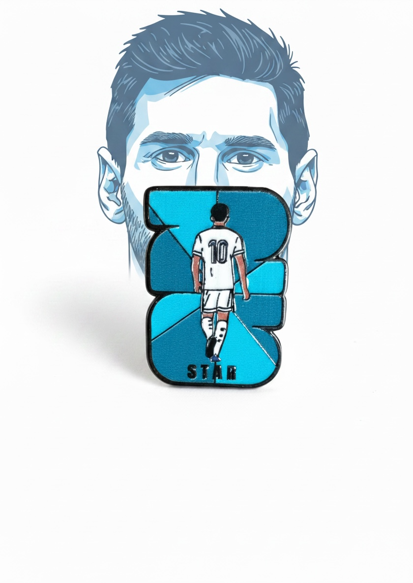 Lionel Messi No. 10 STAR Football Enamel Brooch Pin