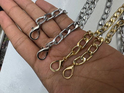Gold & Silver Bag Chain with Lock for Handbags