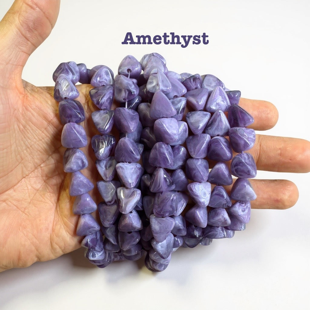 Natural Stone Look Triangle Beads for Jewellery Making | Premium Scratch-Proof Plastic Beads | Century Fancy Beads