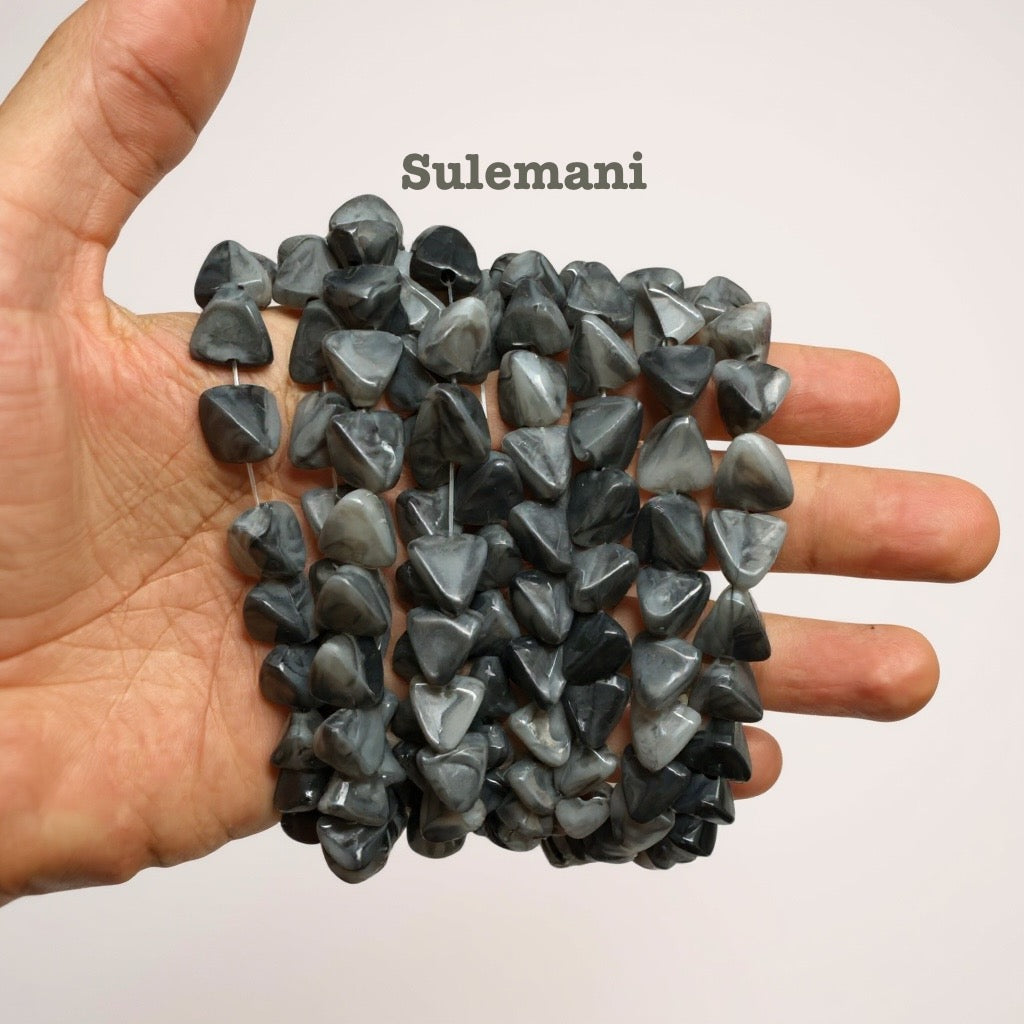 Natural Stone Look Triangle Beads for Jewellery Making | Premium Scratch-Proof Plastic Beads | Century Fancy Beads