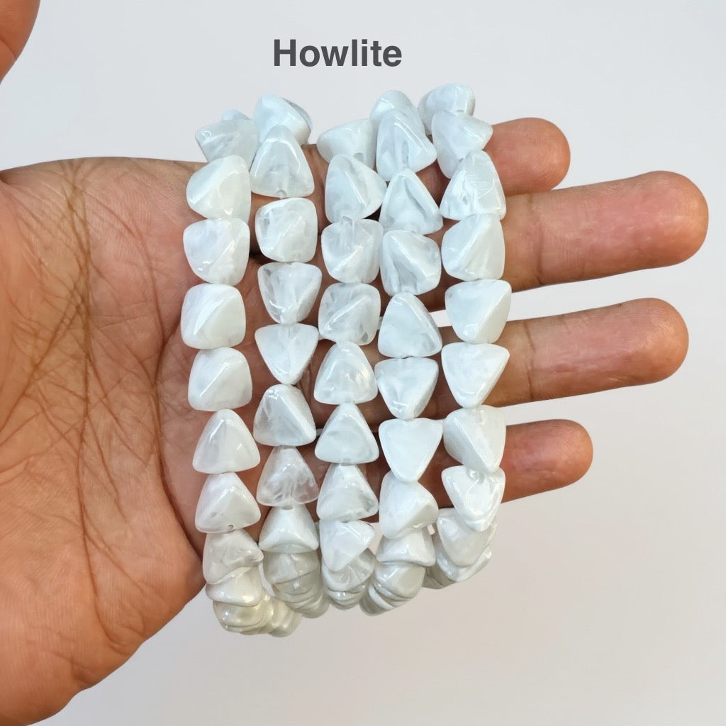Natural Stone Look Triangle Beads for Jewellery Making | Premium Scratch-Proof Plastic Beads | Century Fancy Beads
