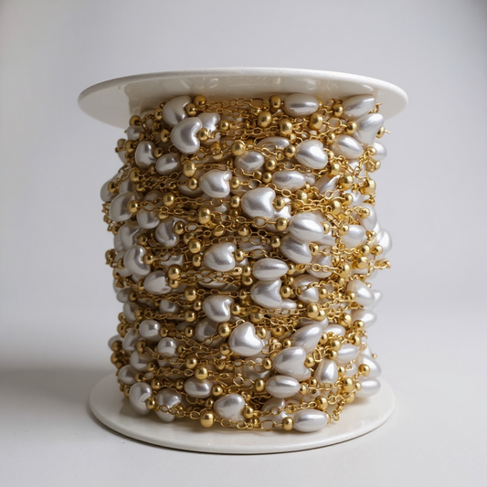Pearl Heart Gold Chain for Jewellery Making, Bracelets & Necklaces | Century Fancy Beads