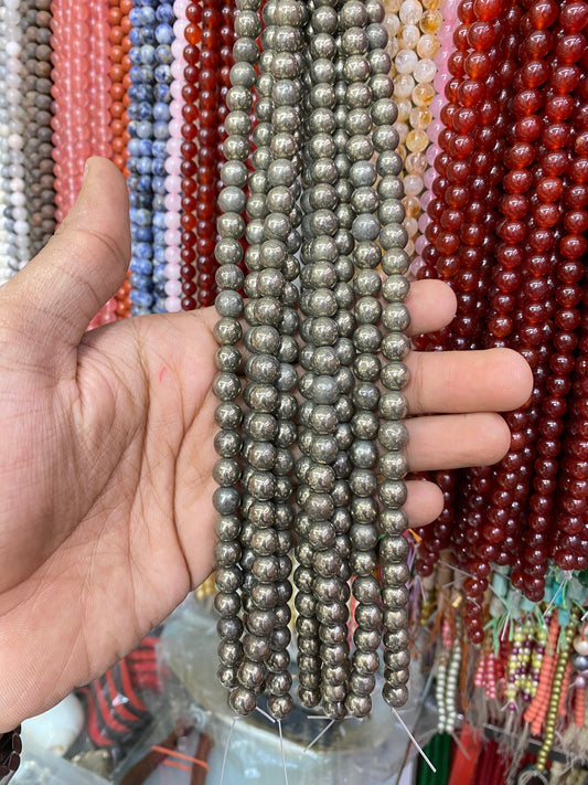 AAA Grade Pyrite Natural Stone Beads (8mm)