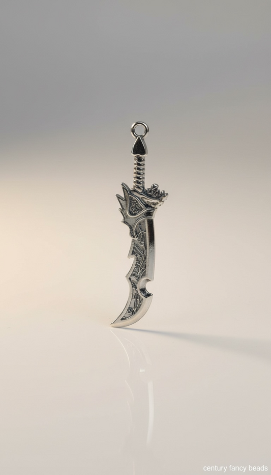 Premium Sliver  sword Shape Metal Pendant for Jewellery & Keychains |