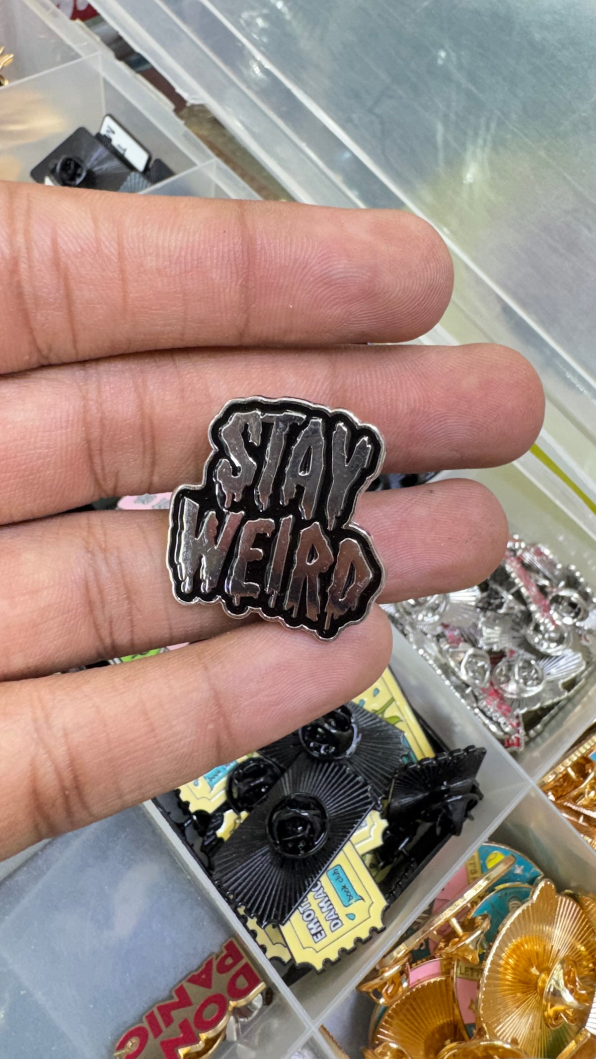 STAY WEIRD Brooch Pin for imatation jewellery