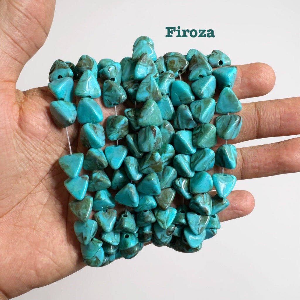 Natural Stone Look Triangle Beads for Jewellery Making | Premium Scratch-Proof Plastic Beads | Century Fancy Beads