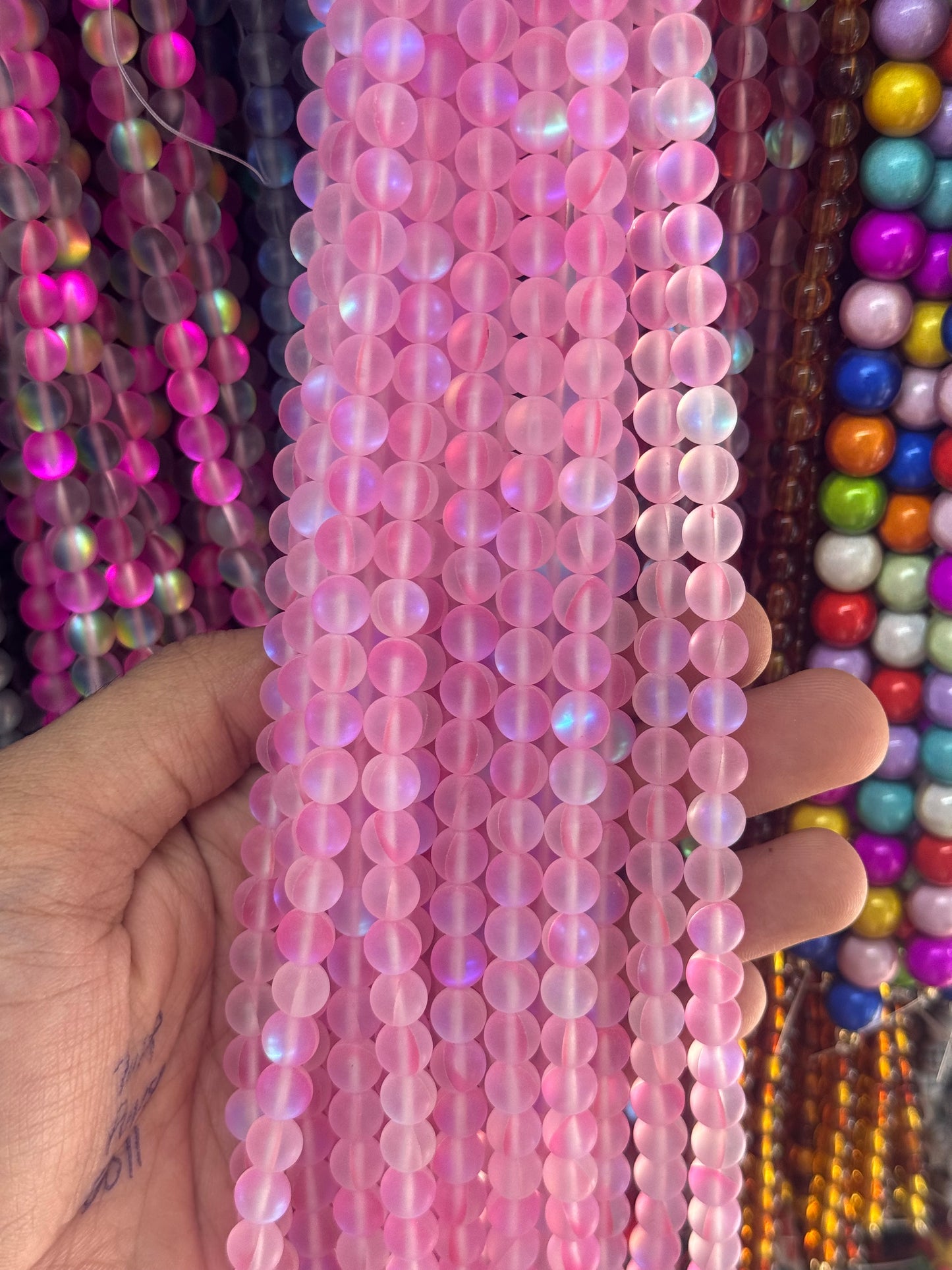 8mm UV Aura Beads Rainbow Shine