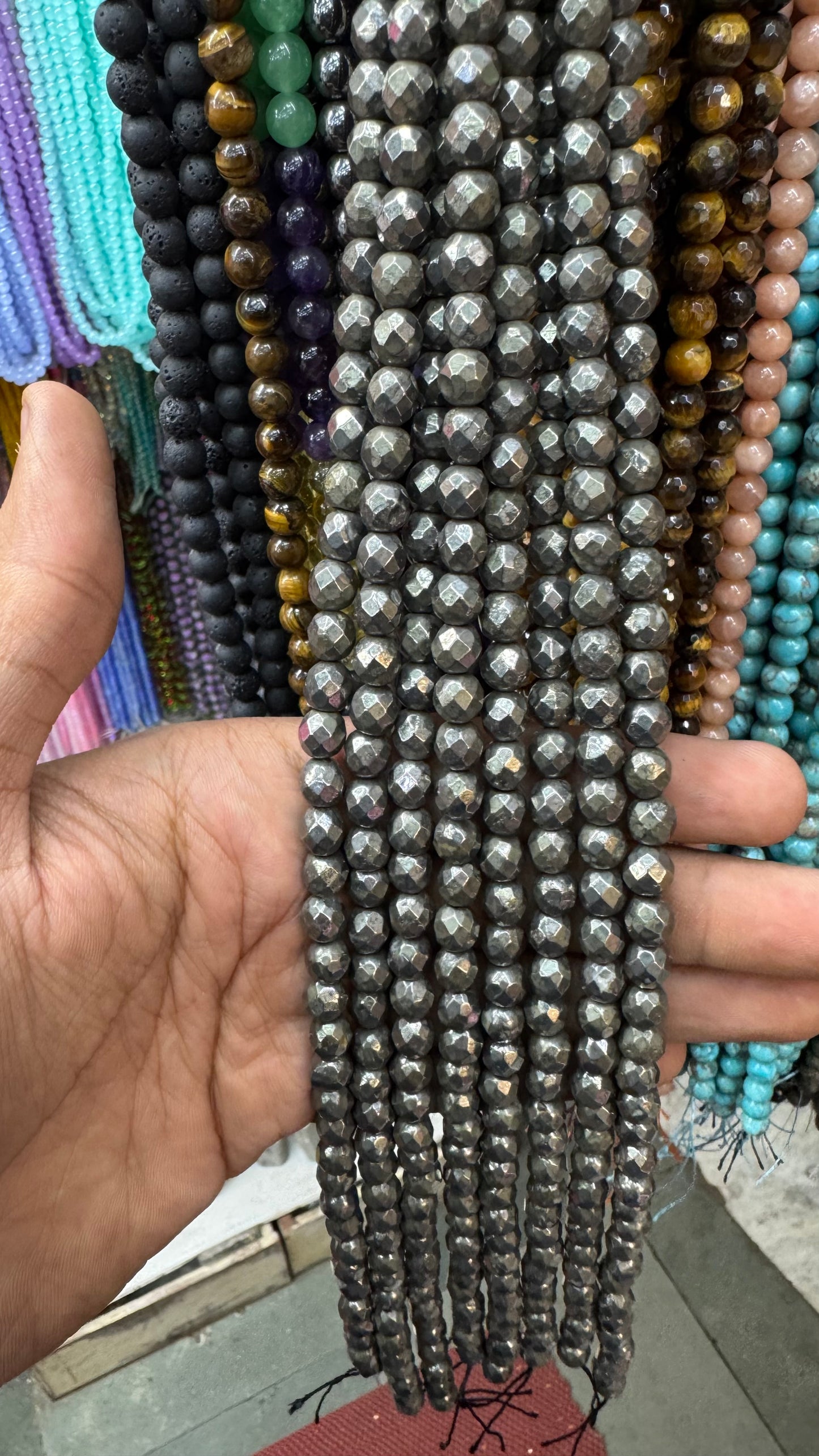 Pyrite Diamond Cut Beads (8mm)