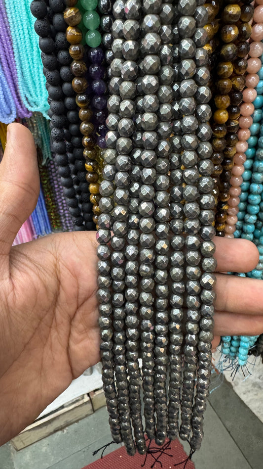 Pyrite Diamond Cut Beads (8mm)