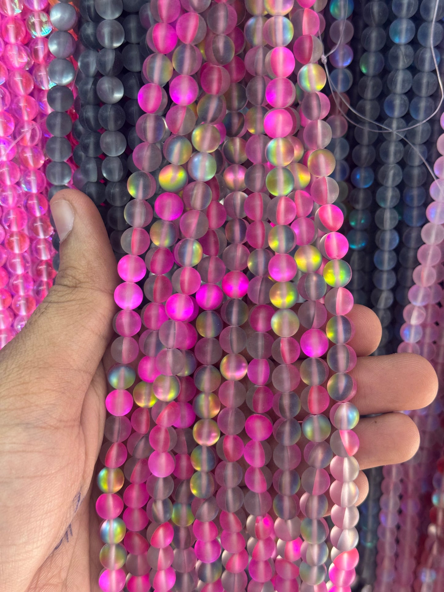 8mm UV Aura Beads Rainbow Shine