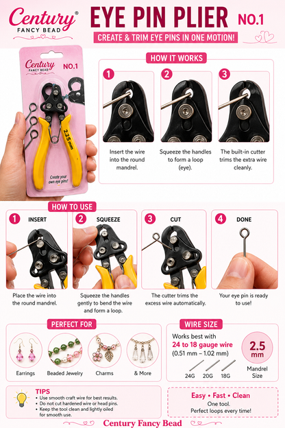 Eye Pin Maker Pliers 1.5mm & 2.25mm for Imitation Jewellery | Century Fancy Beads