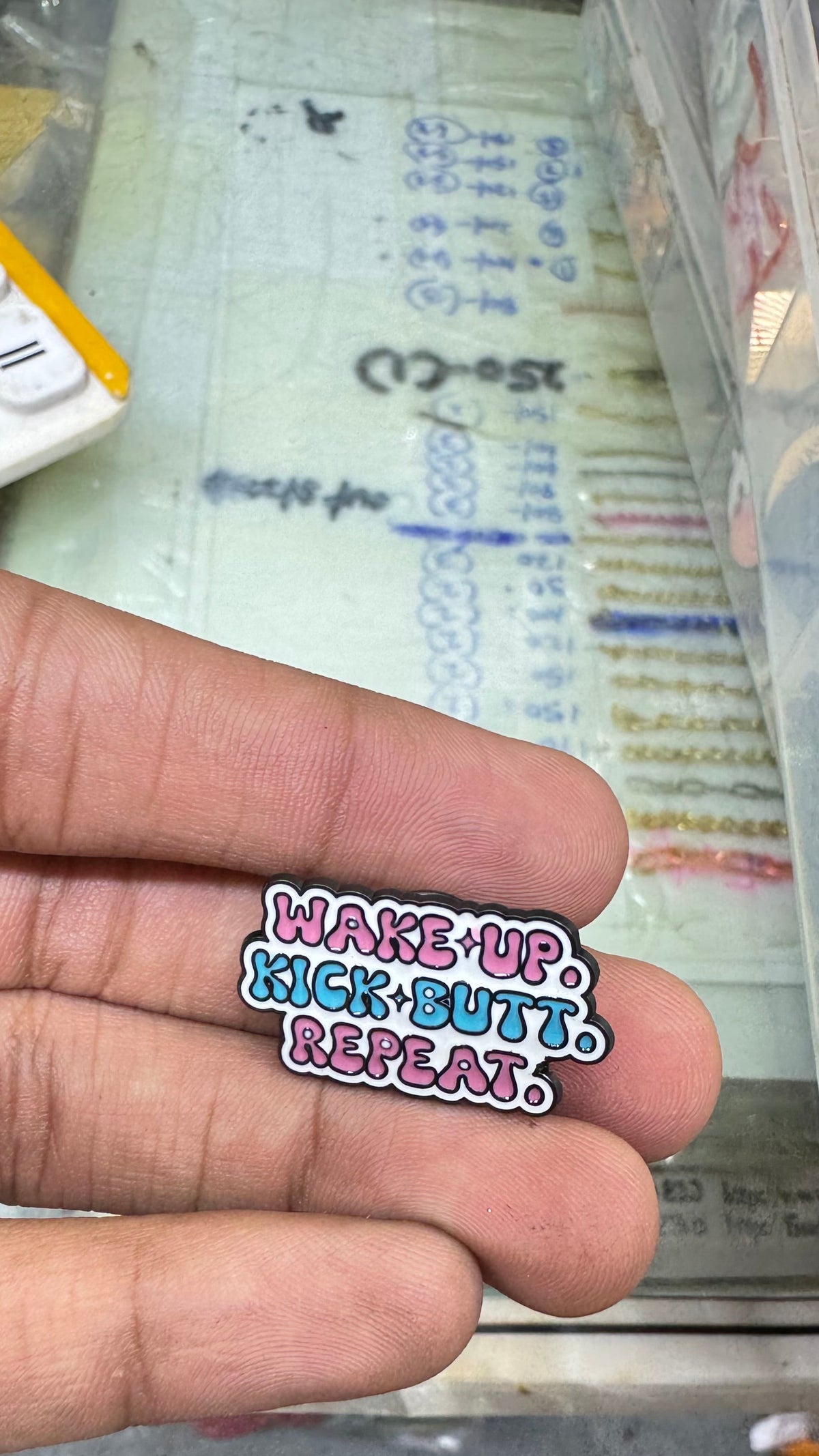 Wake up kick but Brooch Pin for imatation jewellery