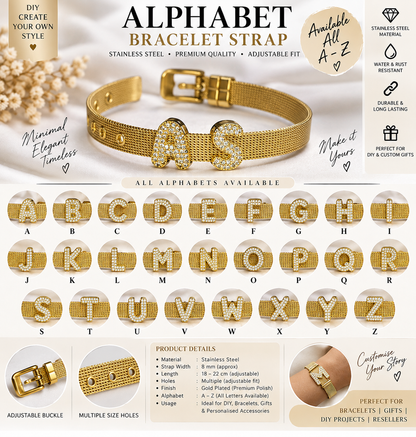 DAIMOND Alphabet (BELT NOT  INCLUDED ) | Stainless Steel | imatation jewellery | Century Fancy Beads