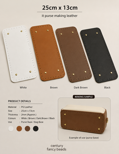 25cm x 13cm PU Leather Purse Base | Bag Making Base – Century Fancy Beads
