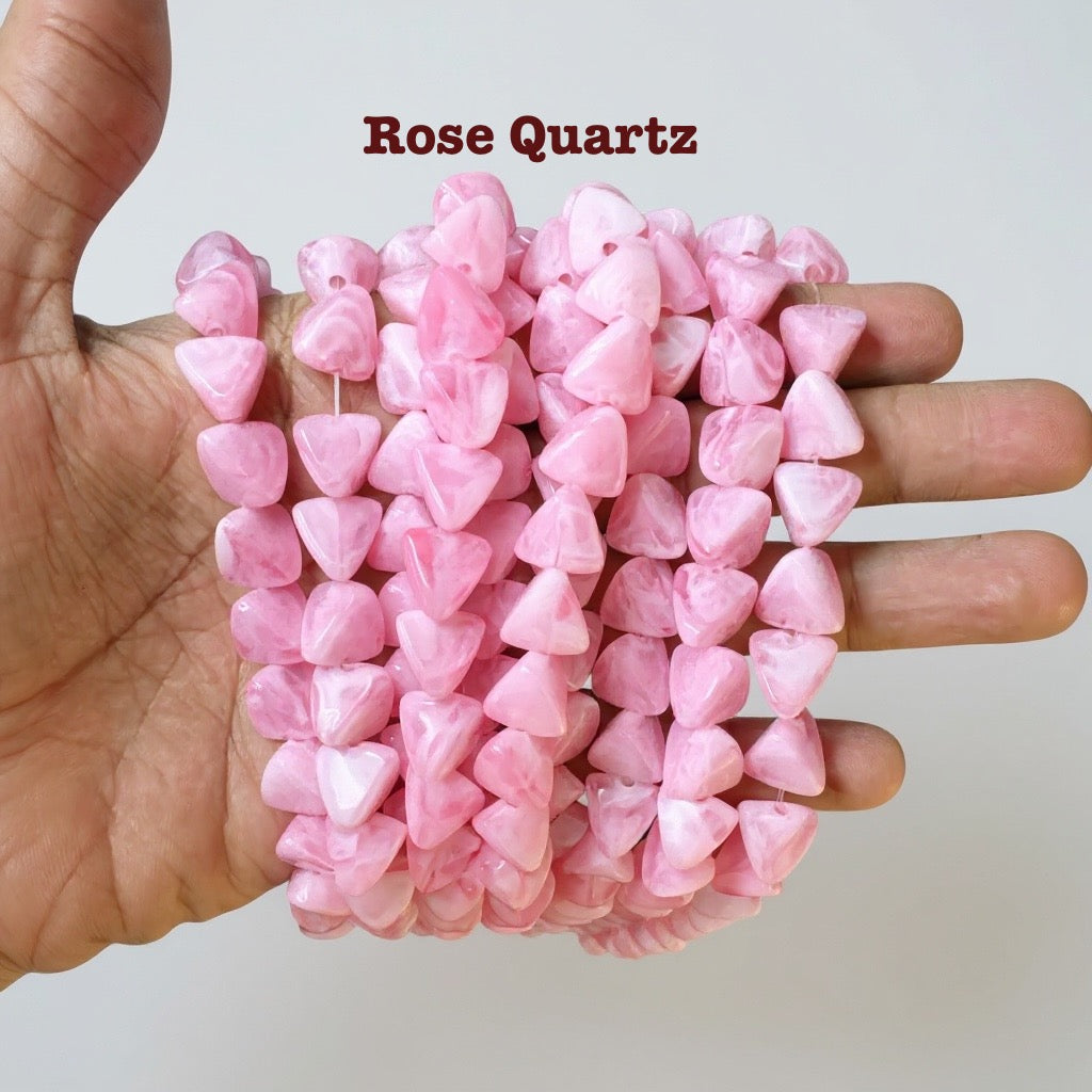 Natural Stone Look Triangle Beads for Jewellery Making | Premium Scratch-Proof Plastic Beads | Century Fancy Beads
