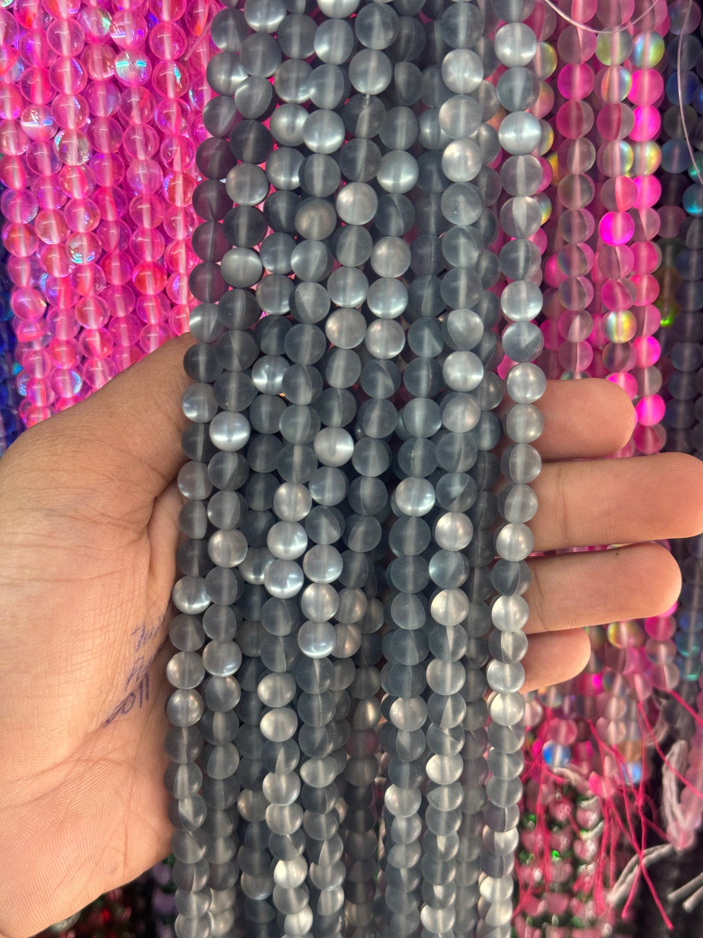 8mm UV Aura Beads Rainbow Shine