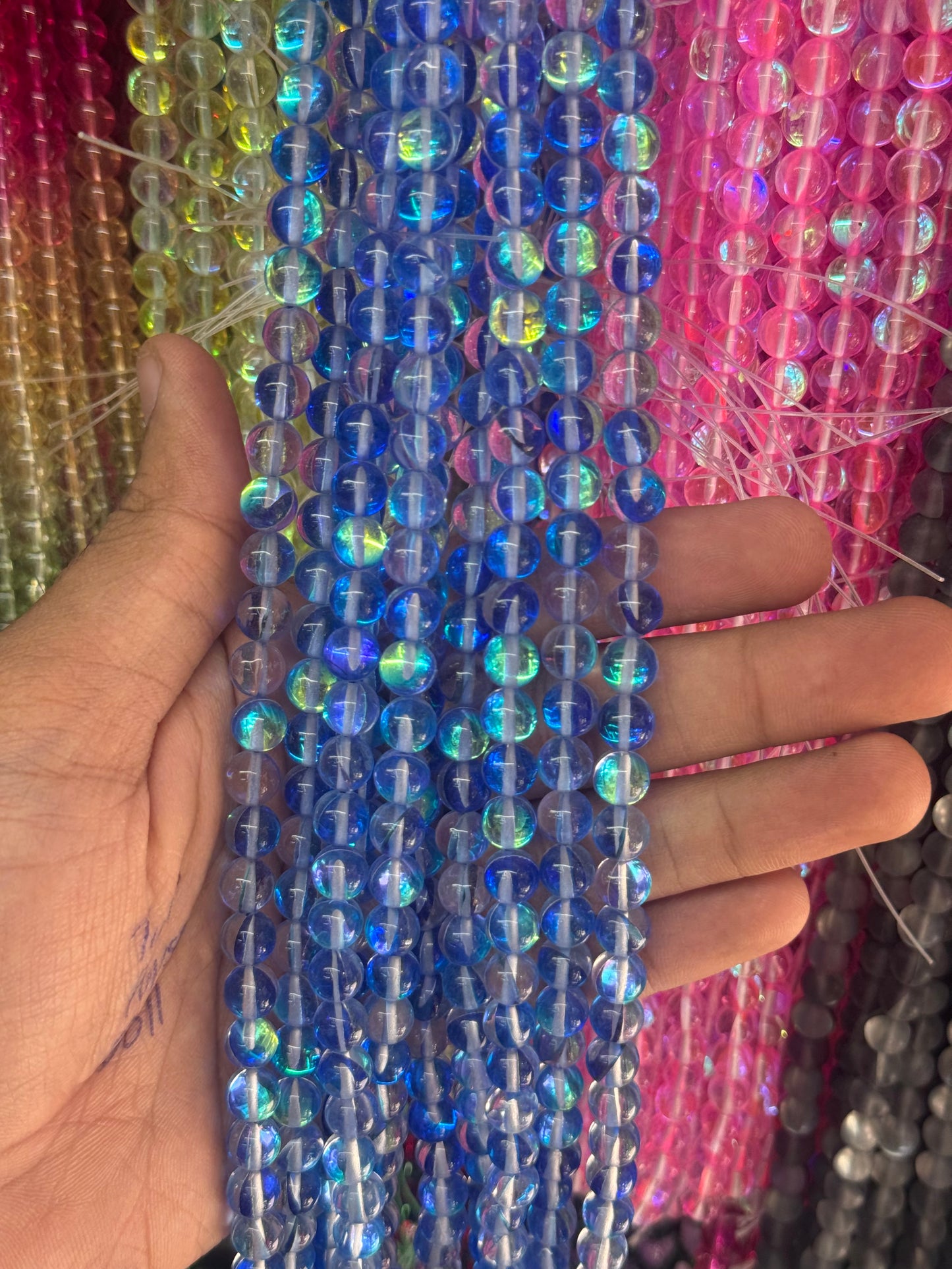 8mm UV Aura Beads Rainbow Shine