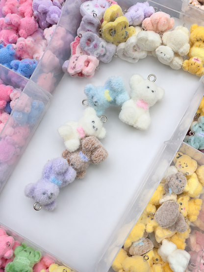 Fluffy Miniature Plush Charms for Imitation Jewelry making | Assorted 3 pcs pack